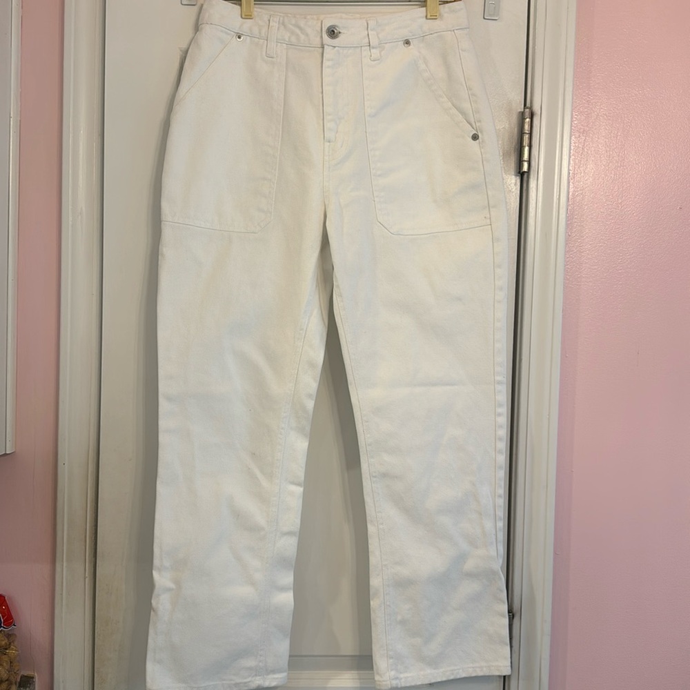 Anthropology Brixton high-rise Janie carpenter jeans in white women’s size 29